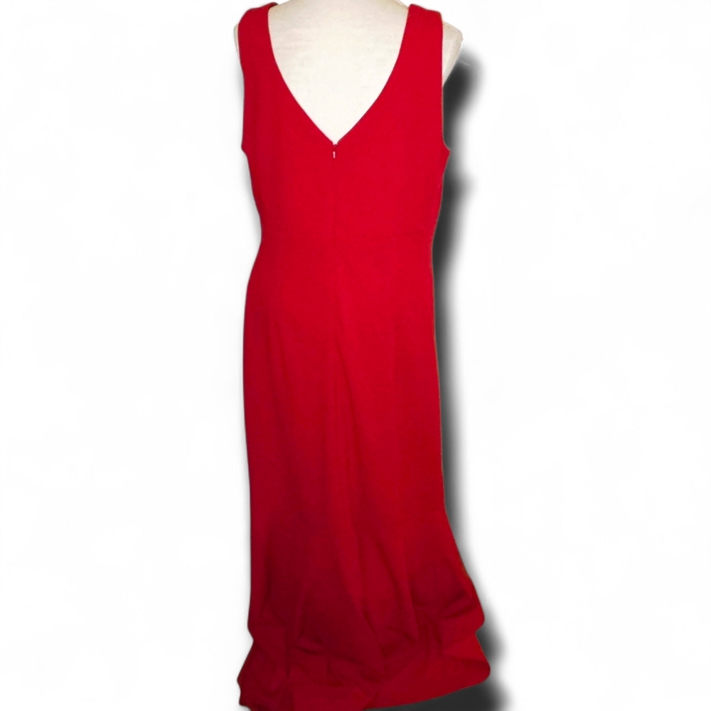 BETSY ADAMS Candace" Long V- Neck Hi Low Cascade Dress - Picture 5 of 7